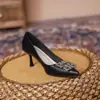 987 Zapatos de Tacón Alto de Talla Pequeña para Mujer con Tacón Fino, 2026 Nuevo Estilo de Otoño, Punta Fina, Zapatos de Salón Negros, Zapatos Formales para el Trabajo de Cuero Suave