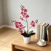 Planta de orquídea Phalaenopsis artificial de 2 tallos y 21 flores, transfronteriza, en maceta, para sala de estar y dormitorio, planta de flor artificial en maceta para decoración de fotografía de boda, maceta pequeña