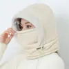 Gorro con Bufanda y Mascarilla Cortavientos Cálido para Ciclismo Todo en Uno Invierno Hombres Esquí Gorro Lei Feng Forrado de Felpa Engrosado Protección contra el Frío Protector de Cuello