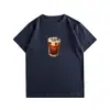 Camiseta informal nueva de seda de leche estilo americano con estampado, cuello redondo, top versátil holgado unisex de verano