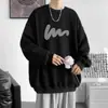 Estilo Coreano Holgado Creativo Estampado Cuello Redondo Sudadera Casual Tendencia Estilo Hong Kong Sudadera Forrada de Felpa Versátil Otoño e Invierno Nuevo