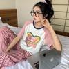Traje de calça curta de manga curta de urso de amor para o verão vem com sutiã de enchimento pijamas estudantes femininas roupa externa casual roupa de casa