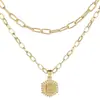 Venta caliente de Amazon 26 letras colgantes en inglés collar creativo simple multicapa apilado hexagonal cadena para clavícula de mujer