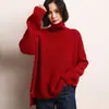 Suéter de cachemira engrosado 2026 nuevo modelo otoño e invierno para mujer, suéter básico de cinco agujas de tres cabos, estilo elegante, corto por delante y largo por detrás
