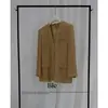 Blazer de Linho Bie Estilo Old Money com Franjas para Mulheres, Terno de Alta Qualidade para o Início da Primavera Sem Gola com Ombreiras de Comprimento Médio