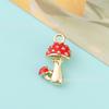 Pendente de cogumelo tridimensional de liga metálica com gota de óleo, acessórios de joalheria pêssego, materiais para artesanato DIY, fabricantes, atacado