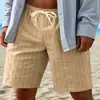Pantalones Cortos con Cordón de Moda Casual Transfronterizos Europeos y Americanos Amazon Elásticos de Lino Finos Tendencia para Hombre Pantalones Cortos de Playa