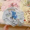 Camiseta Infantil Listrada de Lyocell Tencel com Proteção Solar, Verão Desenho Animado Leve Gola Redonda Versátil Top de Bebê para Meninos e Meninas