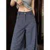 Pantalones de Cuadros de Algodón Burbuja de Isla para Mujer 2026 Verano Pantalones Finos de Pierna Ancha Casuales Estilo Verano Delgado