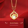 Boa Sorte Dragão Auspicioso Menina Colar de Prata Esterlina 925 Zircônia Cravejada com Diamantes de Alto Padrão Pérola Pingente Zodiacal Acessórios de Joias