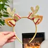 Nueva Diadema de Cuernos con Lentejuelas y Brillo Navideño Accesorios para el Cabello Orejas de Reno Navideño Diadema con Lazo Accesorios para el Cabello