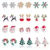 Pendientes de Navidad Europeos y Americanos Set de Pendientes de Navidad Copo de Nieve Campana Pendientes de Navidad Árbol de Navidad Pendientes de Navidad Transfronterizos