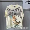 Camiseta Unisex de Manga Corta Holgada con Estampado Integral, Tendencia de Alta Calidad, High-Street, Ángel con Pedrería, Vintage, Emoción Mixta