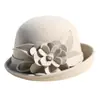 Rongmei 2026 Nuevo Sombrero Clásico Hepburn Transfronterizo con Ala Curva, Sombrero de Mezcla de Seda y Lana, Elegante Sombrero de Estilo Francés