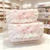 Novo estojo de lápis de renda rosa morango coelho estilo ins, fofo e feminino, bolsa de armazenamento de material escolar de grande capacidade para estudantes