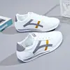Sapatos Femininos Modernos Primavera 2025 Tendência Ins Planos Esportivos Casuais Sola Macia Sapatos Brancos Versáteis Leves A20
