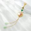 Guofeng Ruyi Coelho Cheongsam Flap Elegante Natural Shell Água Doce Pérola Borla Pingente Imitação Jade Estilo Chinês Broche