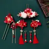 Horquilla Antigua de Año Nuevo para Niños Accesorios para el Cabello de Flor Roja Estilo Chino Festivo para Niña Pequeña Super Hada Tocado con Borla Oscilante