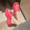 Chinelo de sola grossa feminino verão mais recente agasalhos da moda sandálias de cor sólida salto alto de EVA muffin chinelos de praia