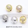 Cuentas Redondas de Circonita Microincrustada Color-Preservante Chapadas en Oro de 14K, Cuentas Sueltas con Patrón de Ola, Accesorios para Hacer Pulseras y Collares