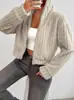Exportación Transfronteriza Europea y Americana Ropa de Mujer Elegante Casual Cremallera Corta con Capucha de Felpa Chaqueta Cardigan Chaqueta Sudadera de Piel