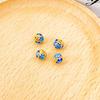 Cobre Chapado en Oro Cloisonné Esmalte Quemado Filigrana Flor de Loto de Cuatro Pétalos Cuenta Redonda Cuenta Espaciadora Pulsera DIY Hecha a Mano Accesorio Versátil