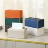 Los fabricantes de cajas de pañuelos pueden personalizar cajas de pañuelos de cuero modernas y sencillas para oficinas y hoteles, cajas de servilletas de lujo ligero