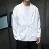 Jaqueta Hanfu casual masculina com padrão de dragão, estilo de abertura frontal, adequada para primavera e outono, com botões estilo chinês, cor branca e uma versão modernizada da túnica tradicional de manga comprida