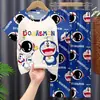 Conjunto de Pijama Infantil para Meninas, Verão Fino Manga Curta Calça Longa Roupa de Casa, Conjunto de Ar Condicionado para Meninas de Meia-Idade e Crianças Grandes, Pode Ser Usado ao Ar Livre