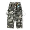 24AW Estilo Japonés Moda Vintage Lavado Camuflaje Peto Removible Peto Pantalones Casuales Sueltos para Hombre