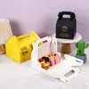 Caja de papel kraft portátil, rollo de pastel, mousse, pastelería, embalaje de comida para llevar, embalaje para hornear, cartón.
