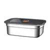 Contenedor de acero inoxidable extraespesor para alimentos, organizador de alimentos para refrigerador de gran capacidad con tapa, caja engrosada para hornear pasteles en la cocina