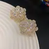 Pendientes de Zirconia Zirconia Aguja de Plata Industria Pesada Atmosféricos Pendientes de Botón Flor Tridimensional Romántica Francesa Incrustados de Zircón