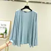 Nuevo cárdigan de punto para mujer de primavera y verano, chaqueta tipo chal fina de manga larga, prenda exterior de algodón modal, top tipo camisa ajustado para aire acondicionado
