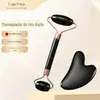 Conjunto de Resina Massajador de Rolo Duplo Coração Não-Jade Formato de Coração Especial Rosto e Corpo Beleza Placa de Massagem Quartzo Rosa
