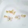 Ouro 14K Preenchido Cor Duradoura Gotejamento de Óleo Zircônia Borboleta Flor Pérola Fivela DIY Joias Pulseira Colar Fivela de Conexão Acessórios