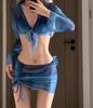 Traje de baño de bikini para mujer 2024, nuevo conjunto de cuatro piezas para vacaciones en la playa, traje de baño dividido sexy conservador para spa