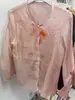 Camisa Bordada de Cuello Redondo Estilo Francés, Clima Soleado de Verano, Rejuvenecedora, Nuevo Estilo de Primavera, Camisa Base de Seda Xiangyun de Rayón con Protección Solar