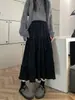 Falda de paraguas de pana con encaje dulce, longitud media, para Otoño e Invierno, nueva, de cintura alta, adelgazante, elegante, línea A, para mujer