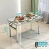 Mesa dobrável de aço inoxidável, mesa de jantar retangular, mesa de jantar doméstica, churrasqueira noturna, panela quente, mesa comercial portátil