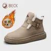 Zapatos Casuales de Caña Alta Gorilla para Mujer 2026 Nuevo Invierno Botines Cortos de Piel Versátiles con Forro de Felpa Zapatos Gruesos de Algodón para Mujer