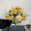 Buquê de Rosas e Hortênsias, Flores de Seda, Arranjos de Flores Secas, Flores Artificiais Decorativas, Flores de Plástico, Buquês de Casamento