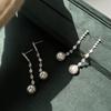 Brincos de pérolas com borla longa de zircônia super flash femininos 925 prata esterlina elegantes leves luxo retrô brincos de orelha de alta qualidade