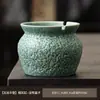 Cenicero doméstico vintage con tapa anti-ceniza, cenicero de estilo antiguo para mesas de té y salas de estar, hecho de cerámica de ceniza y cerámica gruesa