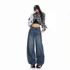 Naranja Infantil #Estilo Coreano Casual Diseño de Retazos Jeans de Pierna Ancha para Mujer Sueltos Adelgazantes Ocultan Imperfecciones Perezosos Versátiles Pantalones Largos hasta el Suelo