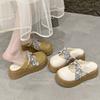 Zapatillas de media punta Baotou para mujer Verano para exterior 2025 Nuevo Todo-combinable Punta redonda Plano Zapatos de una sola capa Zapatos sin cordones Zapatos casuales
