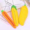 Bolsa para lápices de fruta de plátano de silicona, creativa, con estampado de verduras (zanahoria, guisante), impermeable, gran capacidad, para estudiante