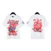 Comercio Exterior Nuevo Meichao Calle Principal Lavado Agua Viejo Vintage Cabecera Impresa Algodón Holgado Cuello Redondo Manga Corta Camiseta