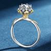 Anillo de Encaje Bicolor Estilo Vid para Mujer, Plata S925 de Alta Gama Chapado en Oro Flor de Rosa Quilate Compromiso Anillo de Diamante