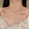 Colar Minimalista de Zircônia Geométrica Pérola Estilo Coreano, Corrente de Clavícula Levemente Luxuosa e de Alto Padrão, Joia de Nicho Fashion e Exquisite